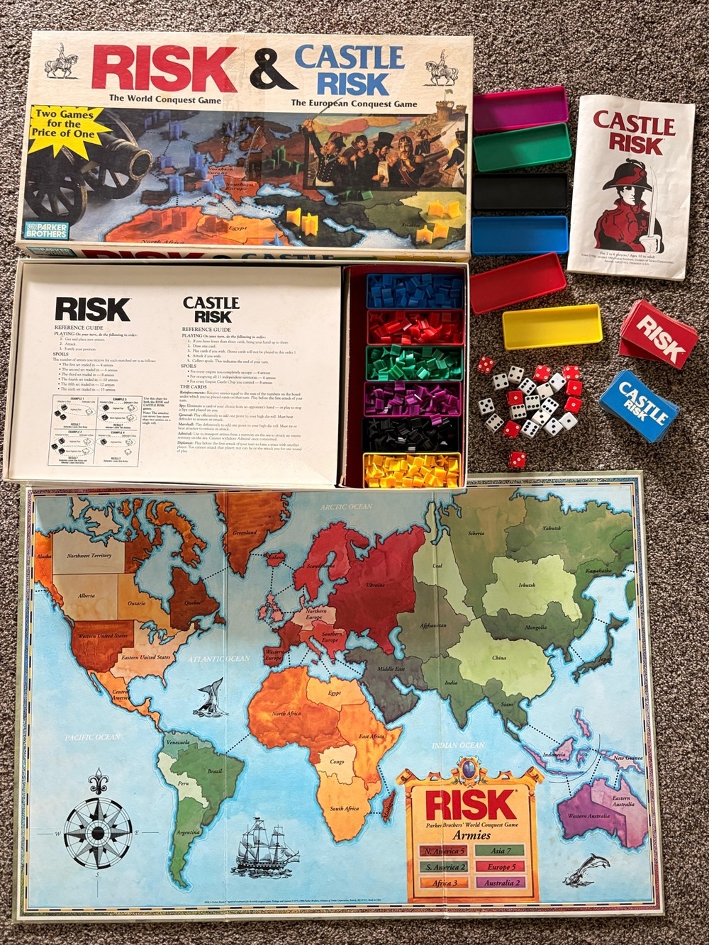1990 Risk Board Game - Classic Strategy Family Game (Includes Castle Risk)